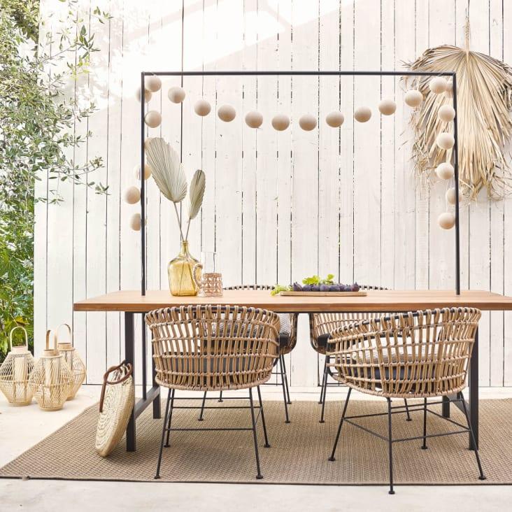 Maisons Du Monde MALLORCA - Guirnalda Luminosa De Algodón Beige Con 24lucesLED Para Exteriores L.760