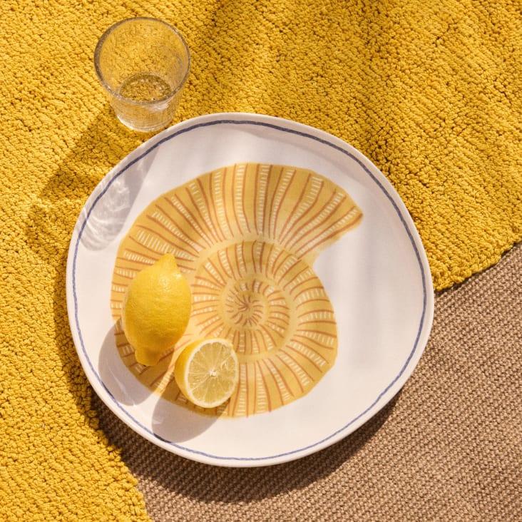 Maisons Du Monde Malo - Plato De Presentación De Gres Modelado Blanco Con Concha Amarilla
