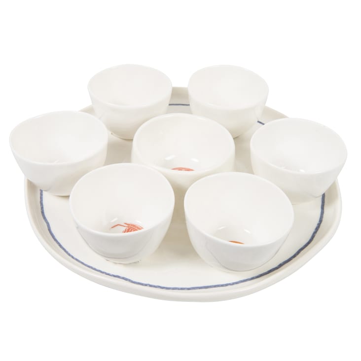 Maisons du Monde Malo - Set de 7 cuencos y bandeja de cerámica multicolor