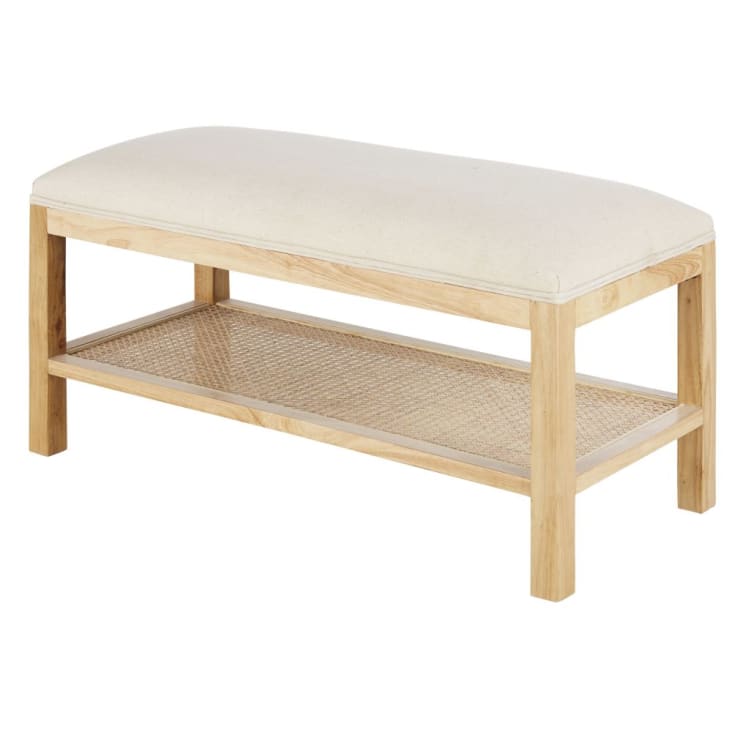 Maisons Du Monde MALORINE - Banco De Madera De Hevea Con Rejilla De Ratán