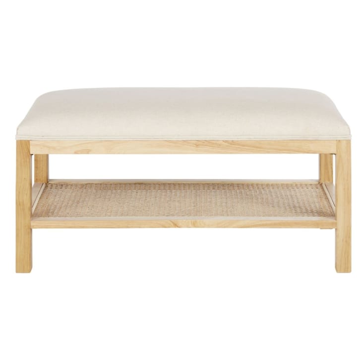 Maisons du Monde MALORINE - Banco de madera de hevea con rejilla de ratán