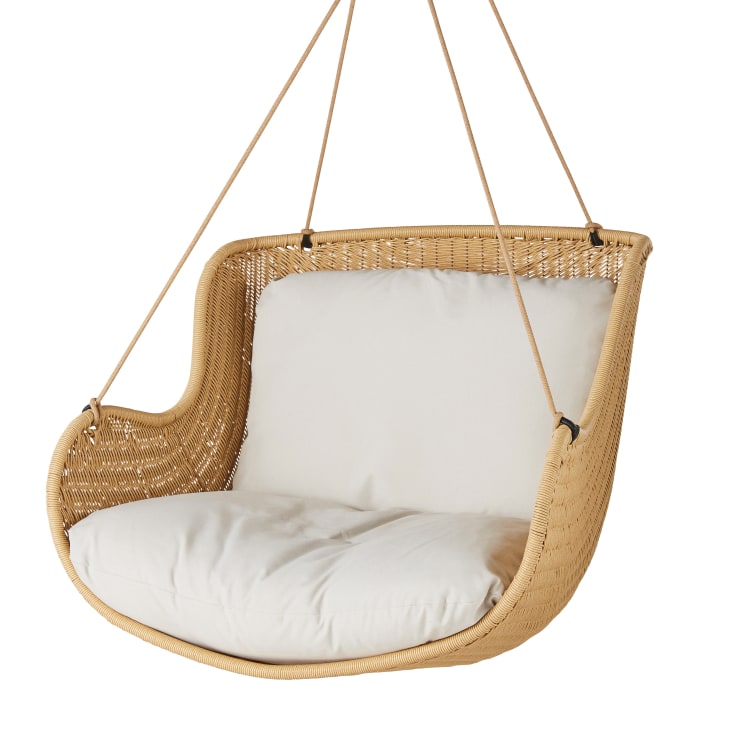 Maisons Du Monde Malva - Sillón Colgante De Exterior De Resina Y Cojín Blanco