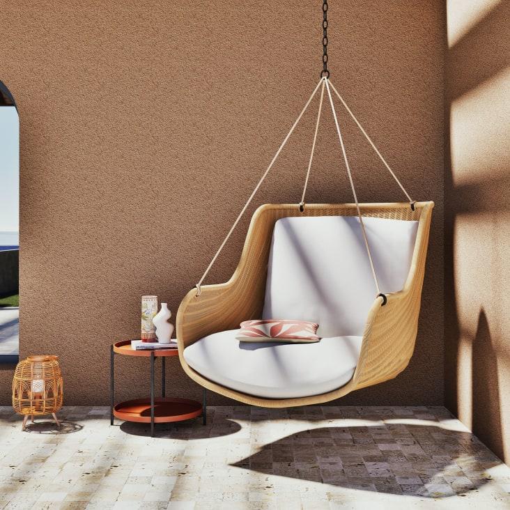Maisons Du Monde Malva - Sillón Colgante De Exterior De Resina Y Cojín Blanco