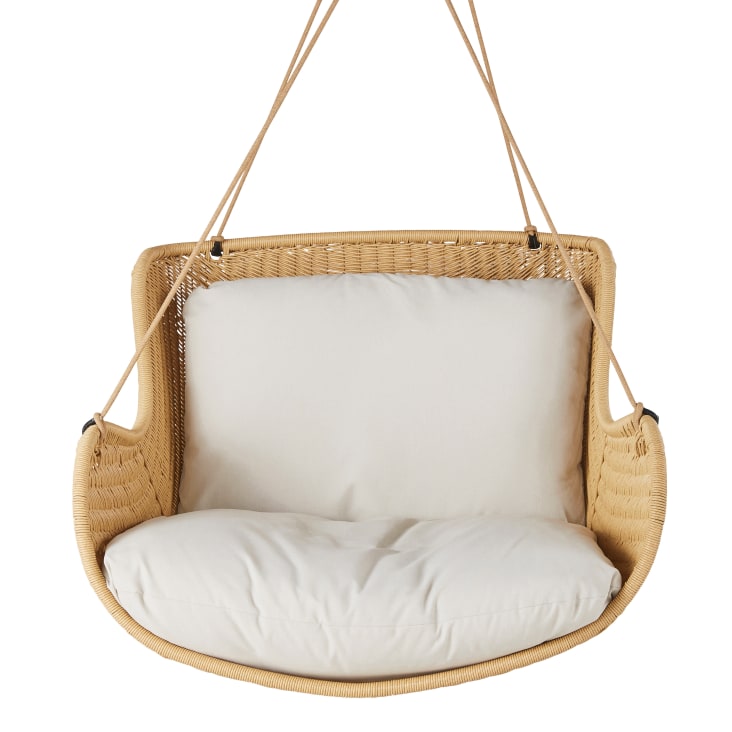 Maisons du Monde Malva - Sillón colgante de exterior de resina y cojín blanco
