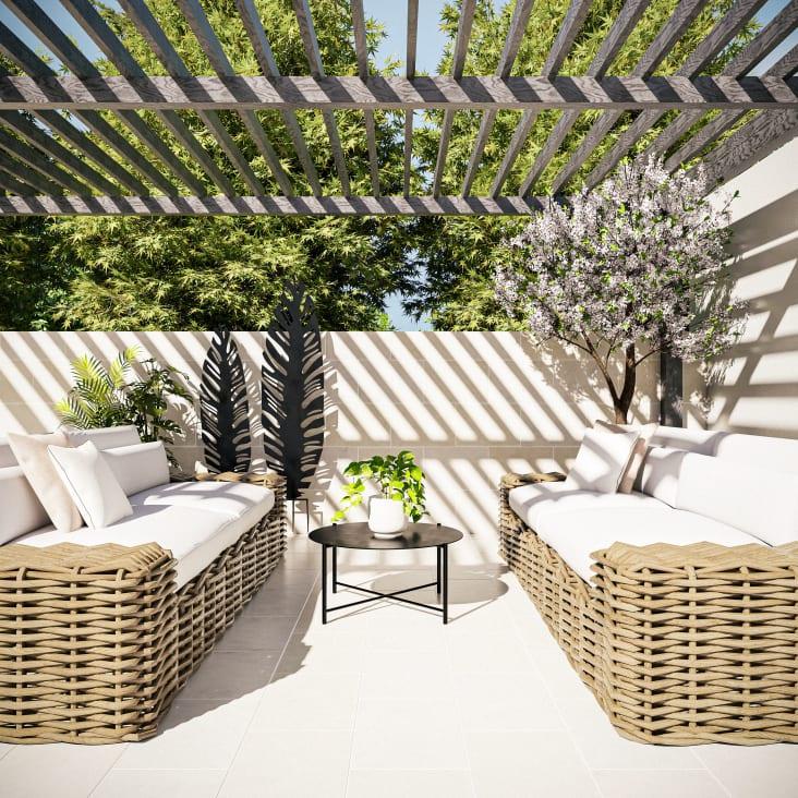 Maisons Du Monde MANADO - Hojas Decorativas De Exterior De Metal Negro (x2)