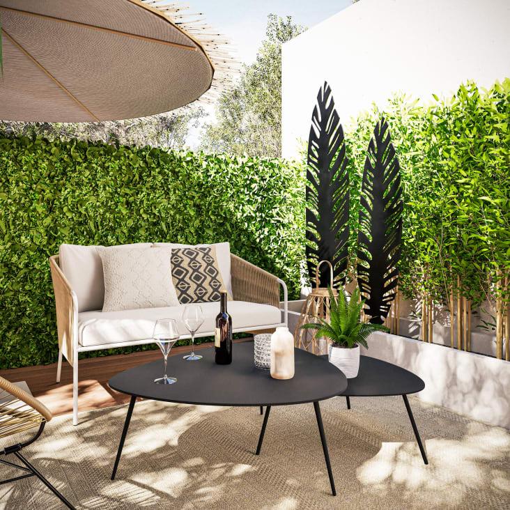 Maisons Du Monde MANADO - Hojas Decorativas De Exterior De Metal Negro (x2)