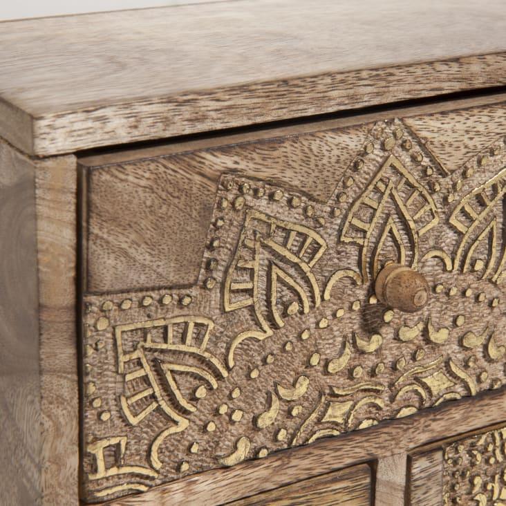 Maisons Du Monde Mandala - Caja Con 4 Cajones De Madera De Mango Con Motivos Dorados