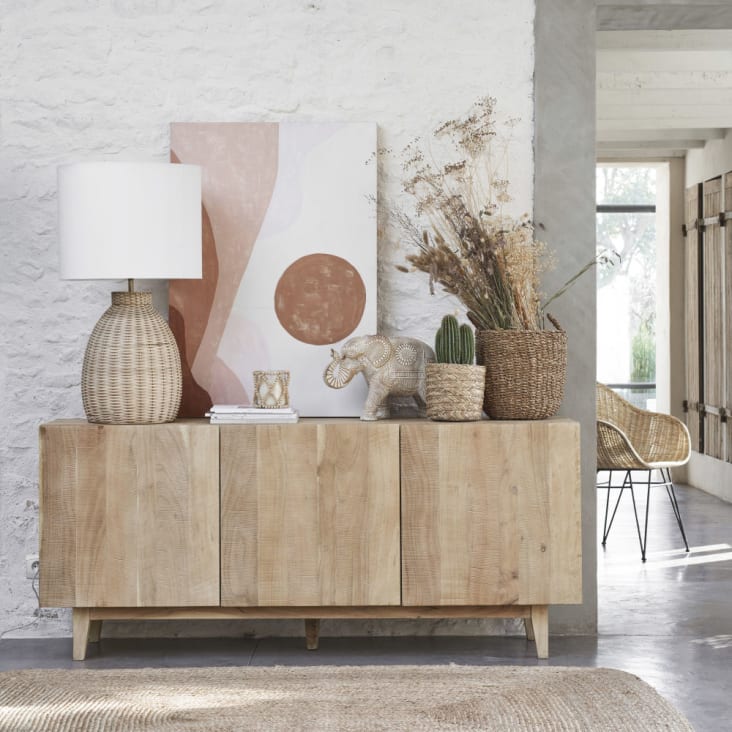 Maisons Du Monde MANDALA - Estatua De Elefante Tallada Con Mandala Marrón Blanco Alt. 28