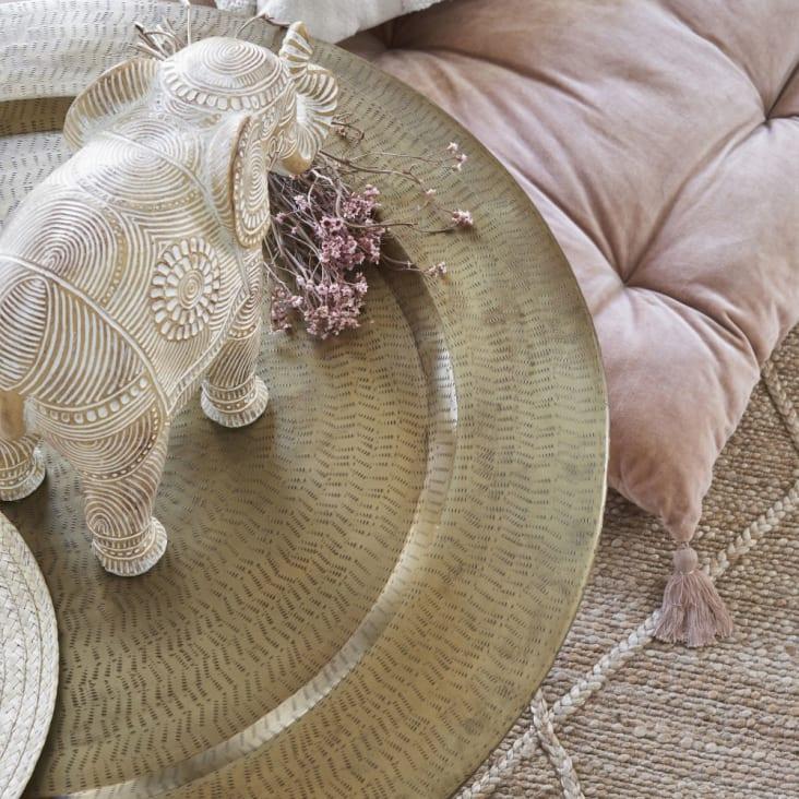 Maisons Du Monde MANDALA - Estatua De Elefante Tallada Con Mandala Marrón Blanco Alt. 28