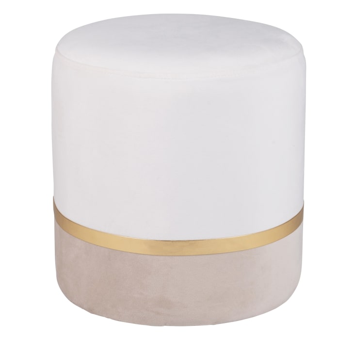 Maisons du Monde MANDURIAN - Puf redondo de terciopelo crudo y dorado