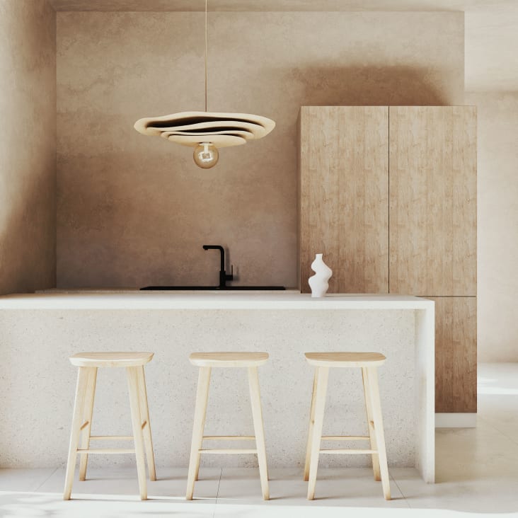 Maisons Du Monde Mangrove - Silla De Isla De Cocina De Madera De Roble H65