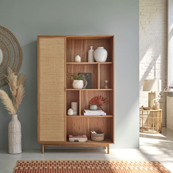 Maisons Du Monde MANON - Jarrón Grande De Ratán Trenzado Beige Alt. 61