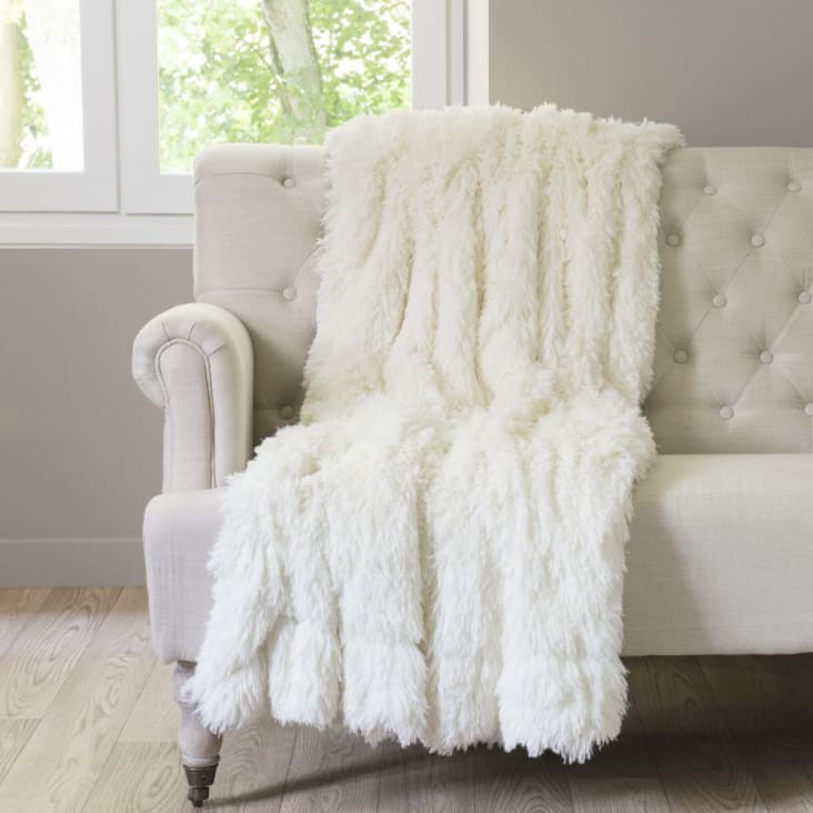 Maisons Du Monde Manta De Imitación De Piel Blanca 130x170