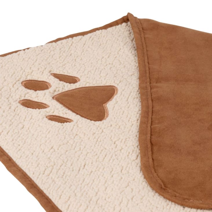 Maisons Du Monde Manta Para Perros Beige Con Huella De Perro Marrón 105x70