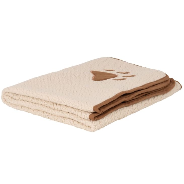 Maisons du Monde Manta para perros beige con huella de perro marrón 105x70