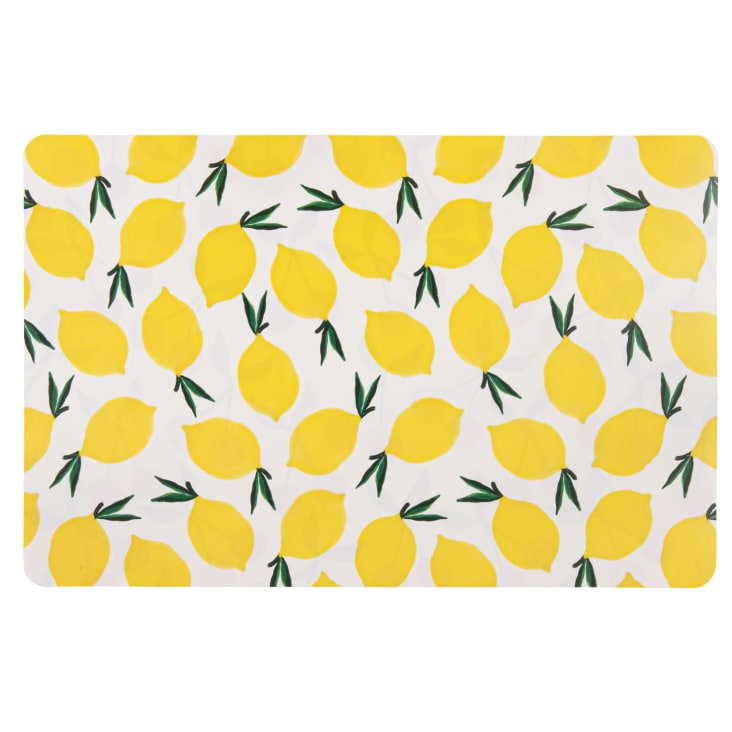Maisons du Monde Mantel individual reversible con limones amarillos y cerezas rojas