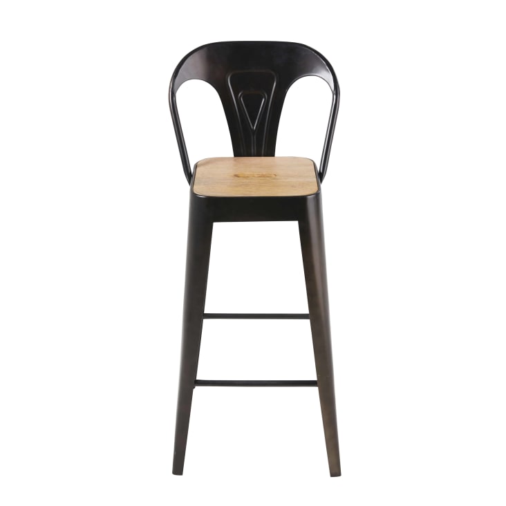 Maisons Du Monde Manufacture Business - Sillas De Bar Profesionales De Madera De Mango Y Acero Negro Alt.70 (x2)