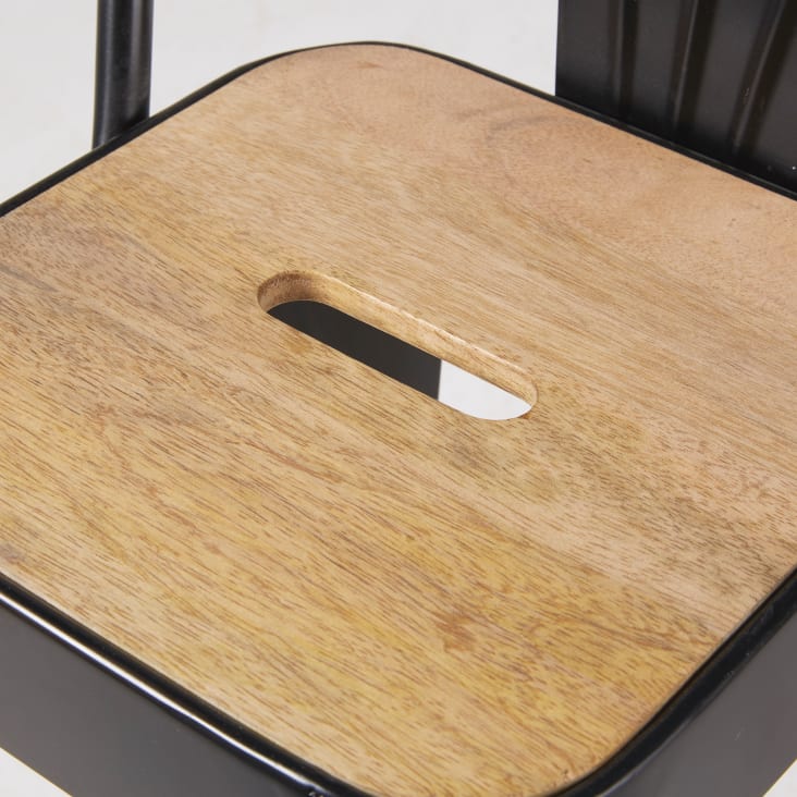 Maisons Du Monde Manufacture Business - Sillas De Bar Profesionales De Madera De Mango Y Acero Negro Alt.70 (x2)