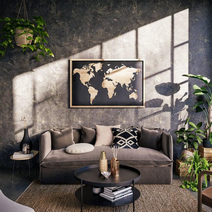 Maisons Du Monde MAPOS - Decoración De Pared De Mapamundi De Madera De Mango Bicolor 139 X 90