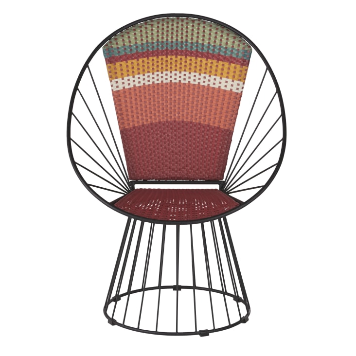 Maisons Du Monde Marambaia - Sillón De Jardín De Resina Trenzada Multicolor Y Hierro Negro