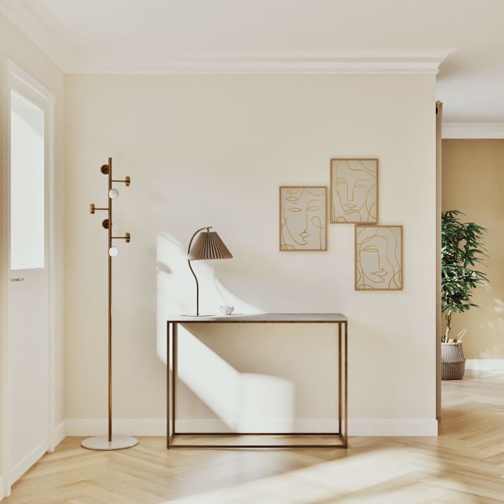 Maisons Du Monde Marble - Consola De Mármol Blanco Y Metal Color Latón