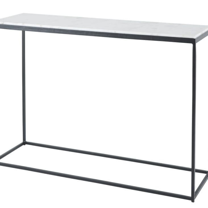 Maisons Du Monde Marble - Consola De Mármol Blanco Y Metal Negro
