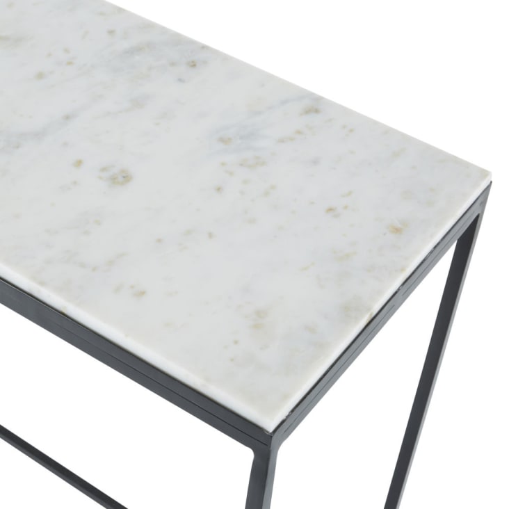 Maisons Du Monde Marble - Consola De Mármol Blanco Y Metal Negro