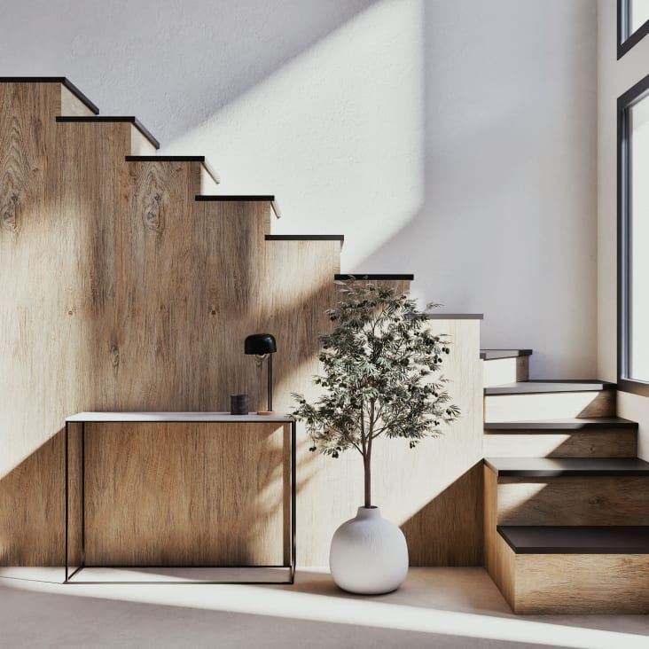 Maisons Du Monde Marble - Consola De Mármol Blanco Y Metal Negro