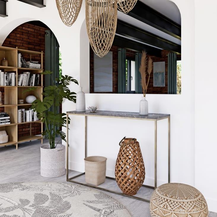 Maisons Du Monde Marble - Consola De Mármol Negro Y Metal En Color Latón