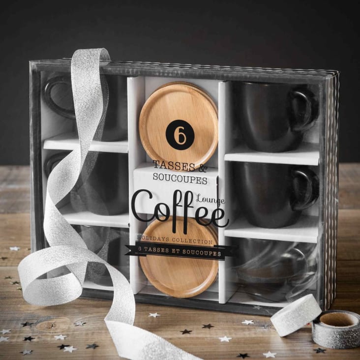 Maisons Du Monde Marco - Juego De 6 Tazas Y Platillos De Gres Negro