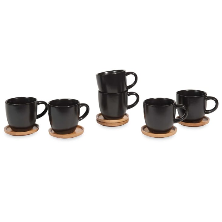 Maisons Du Monde Marco - Juego De 6 Tazas Y Platillos De Gres Negro