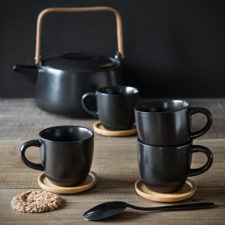 Maisons Du Monde Marco - Juego De 6 Tazas Y Platillos De Gres Negro