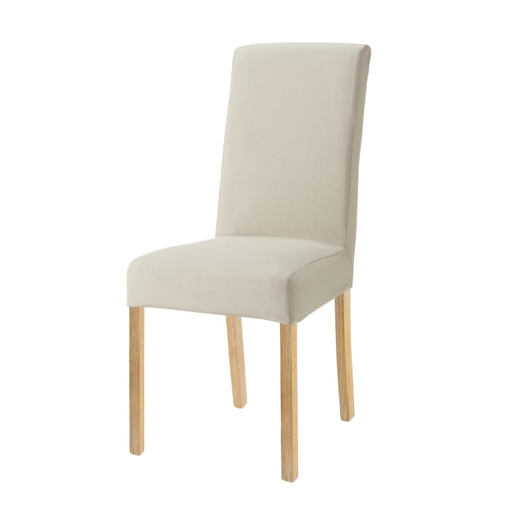 Maisons du Monde Margaux - Funda de silla de algodón reciclado beige mastic compatible con la silla MARGAUX