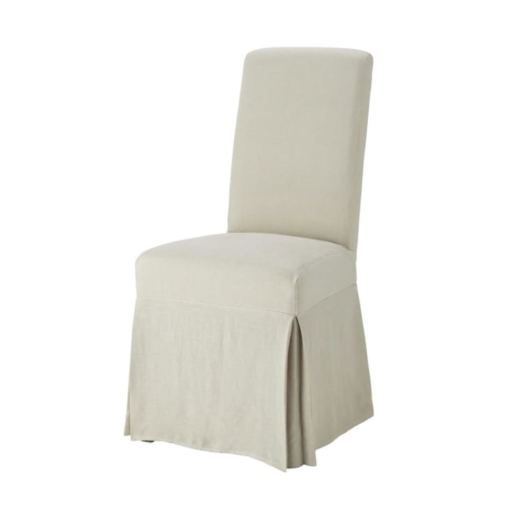 Maisons du Monde Margaux - Funda larga de silla de lino lavado beige