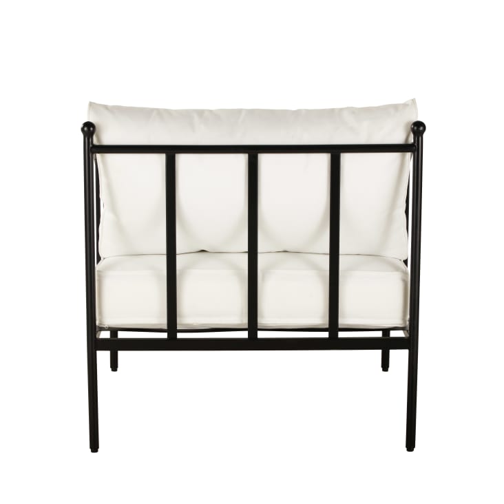 Maisons Du Monde Marignane - Sillón De Jardín De Acero Negro Y Cojines Color Blanco Roto