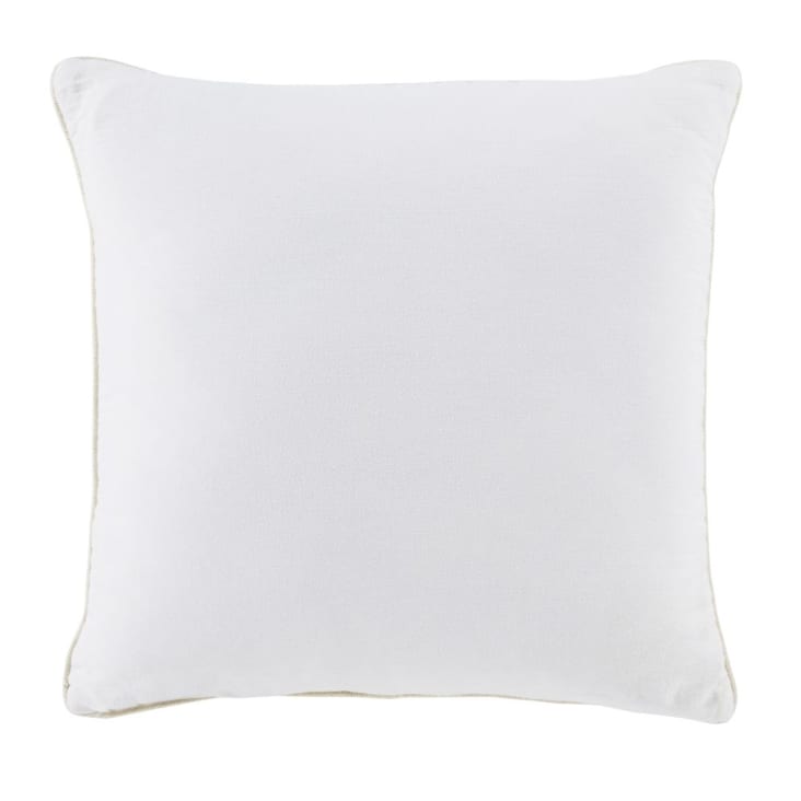 Maisons Du Monde MARLOW - Cojín De Algodón En Beige Negro Y Caramelo Con Estampado Y Bordado Con Motivo De Pájaro 45x45