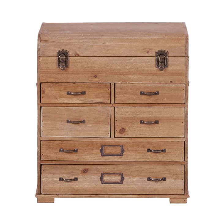 Maisons du Monde MARTIGUES - Pequeño mueble baúl con 6 cajones de abeto