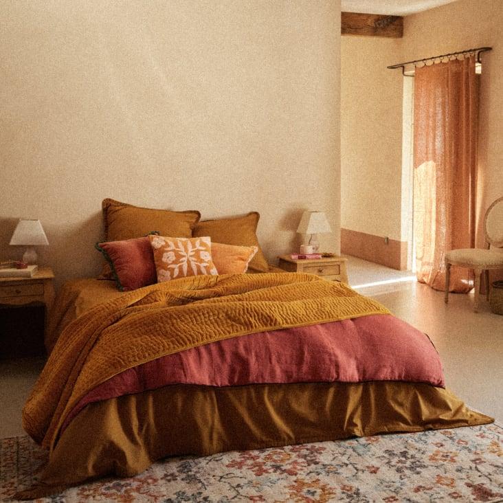 Maisons du Monde MARTINE - Cubrecama de algodón ecológico color bronce 220 x 240