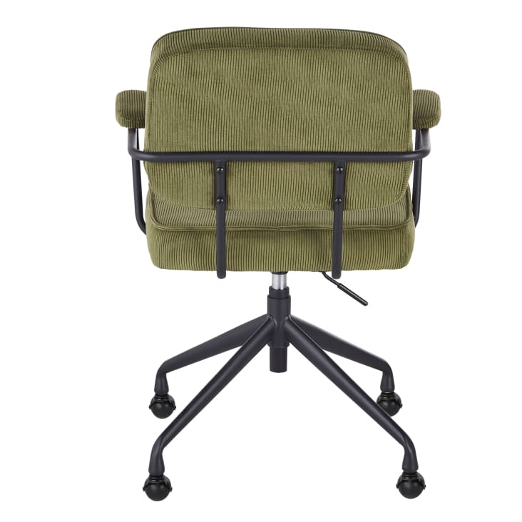 Maisons Du Monde Matheo - Silla De Escritorio Regulable De Terciopelo Acanalado Verde Con Ruedas
