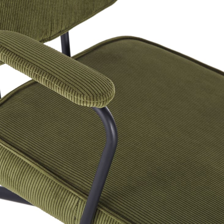 Maisons Du Monde Matheo - Silla De Escritorio Regulable De Terciopelo Acanalado Verde Con Ruedas