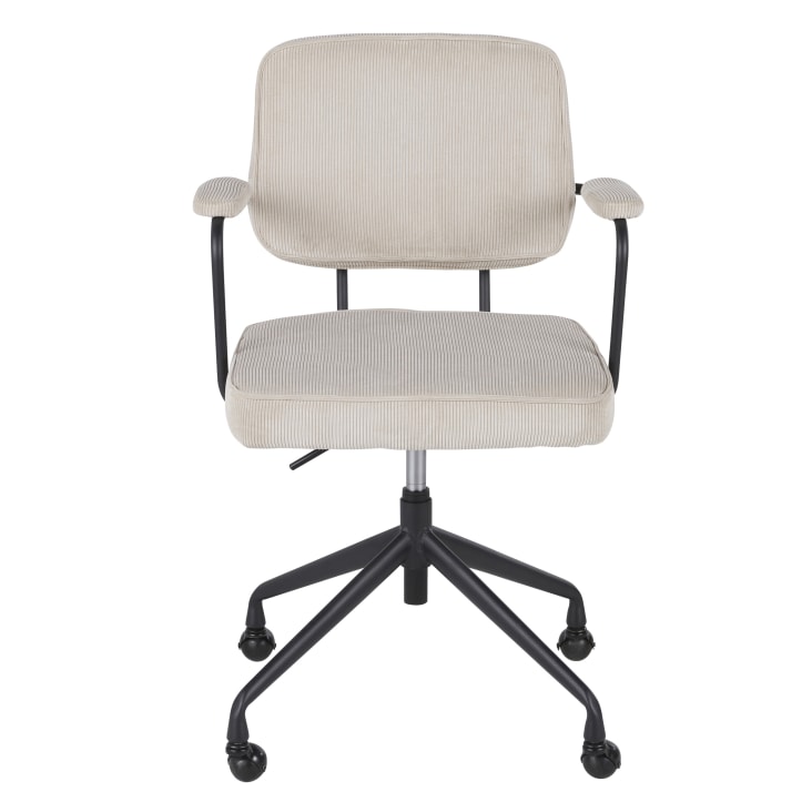 Maisons Du Monde Matheo - Silla De Oficina De Terciopelo Beige Giratoria