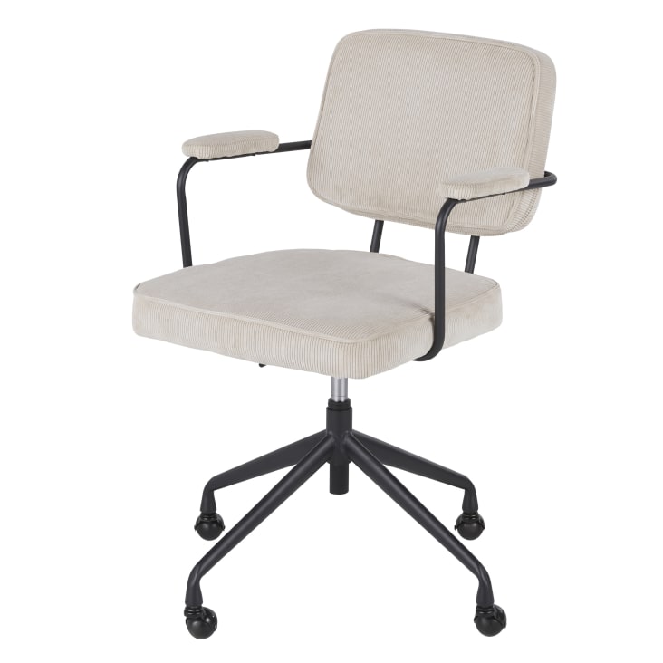 Maisons du Monde Matheo - Silla de oficina de terciopelo beige giratoria