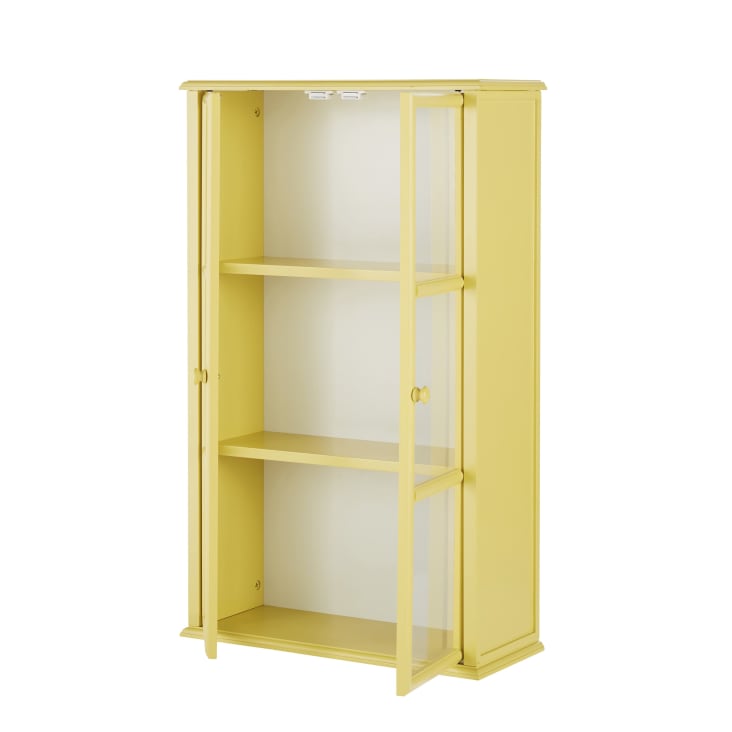 Maisons Du Monde MATHILDA - Estantería De Pared Amarilla Con 2 Puertas De Acrílico