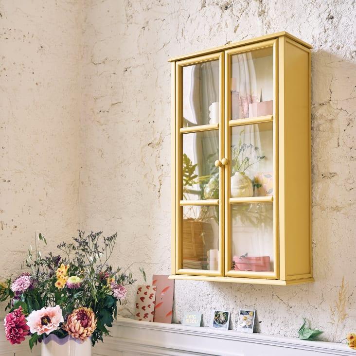 Maisons Du Monde MATHILDA - Estantería De Pared Amarilla Con 2 Puertas De Acrílico