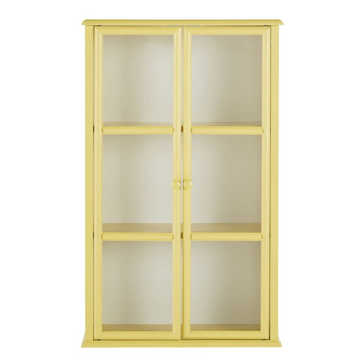 Maisons du Monde MATHILDA - Estantería de pared amarilla con 2 puertas de acrílico