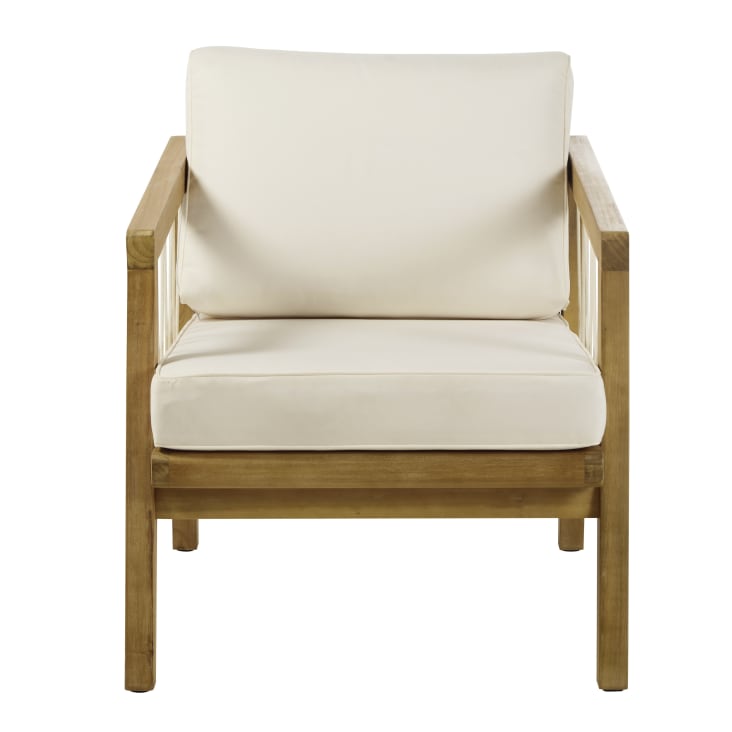 Maisons Du Monde Matoury - Sillón De Jardín De Acacia Maciza Cuerda Y Cojines De Tejido Reciclado Color Crudo