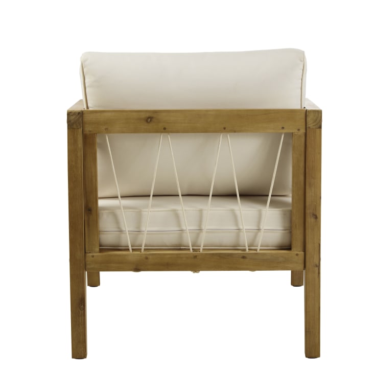 Maisons Du Monde Matoury - Sillón De Jardín De Acacia Maciza Cuerda Y Cojines De Tejido Reciclado Color Crudo