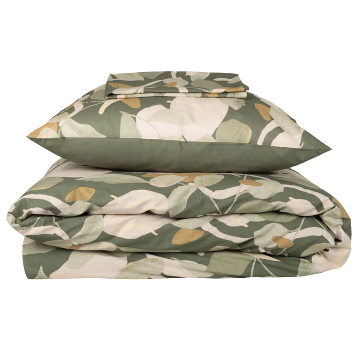Maisons Du Monde Maures - Juego De Cama De Algodón Orgánico Reversible Con Estampado Verde De 220x240 Cm