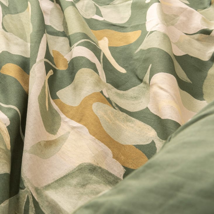Maisons Du Monde Maures - Juego De Cama De Algodón Orgánico Reversible Con Estampado Verde De 220x240 Cm