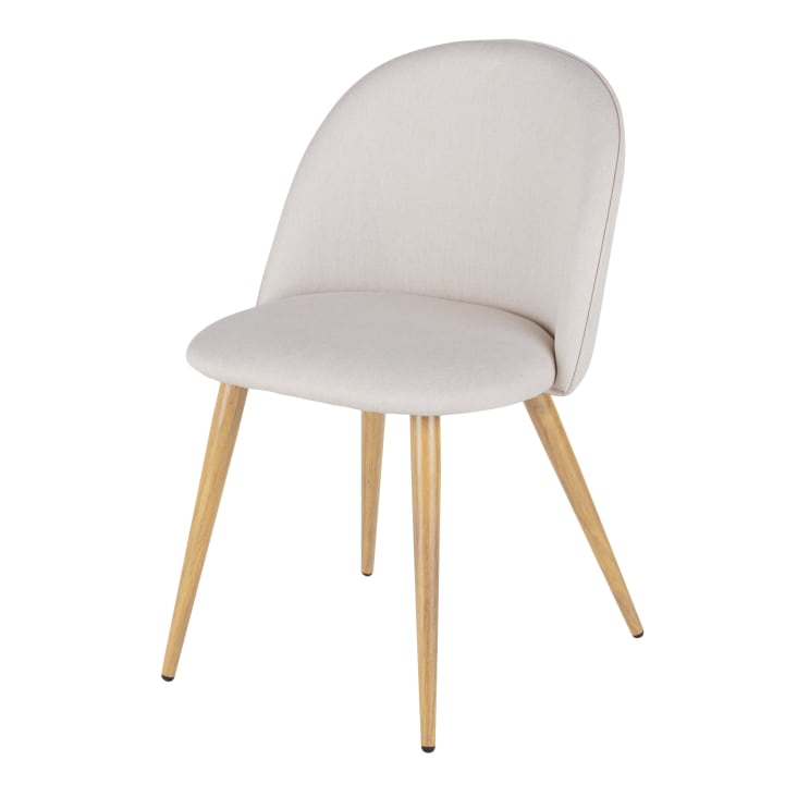 Maisons du Monde Mauricette - Silla de comedor de acero y tela beige reciclada